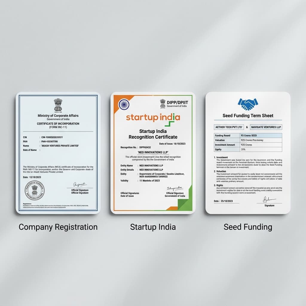 Company Registration, Startup India DPIIT, Seed Funding documents
