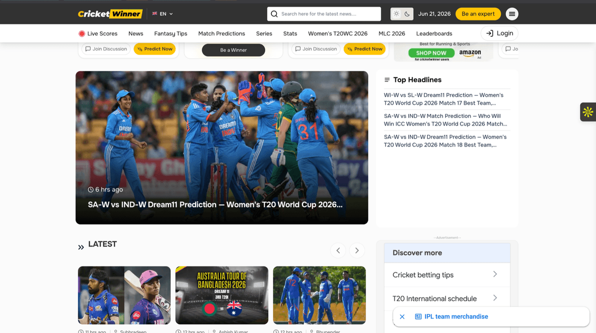 Cricket Winner — Live Scores