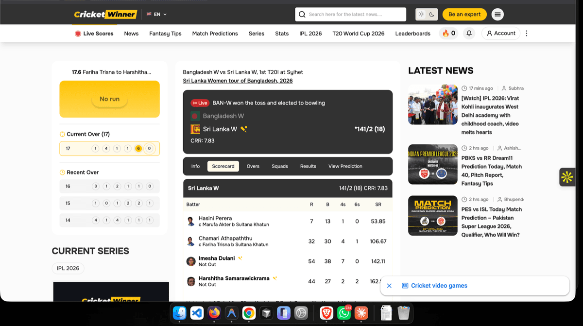 Cricket Winner live scorecard